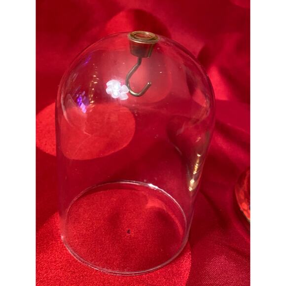 Vintage Pair of .75 in Crystal Bells with Gold Bow Decor Under Glass Cloche EUC - Picture 10 of 16